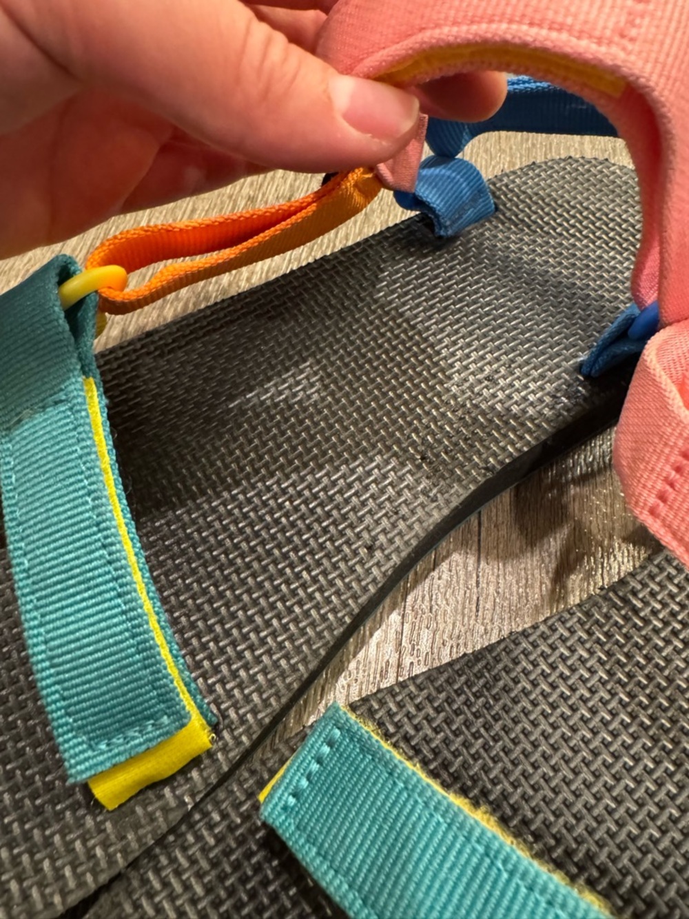 Teva Multicolor Kids' Strappy Sandals - Pink, Teal, Orange, Yellow, Blue - Picture 3 of 4